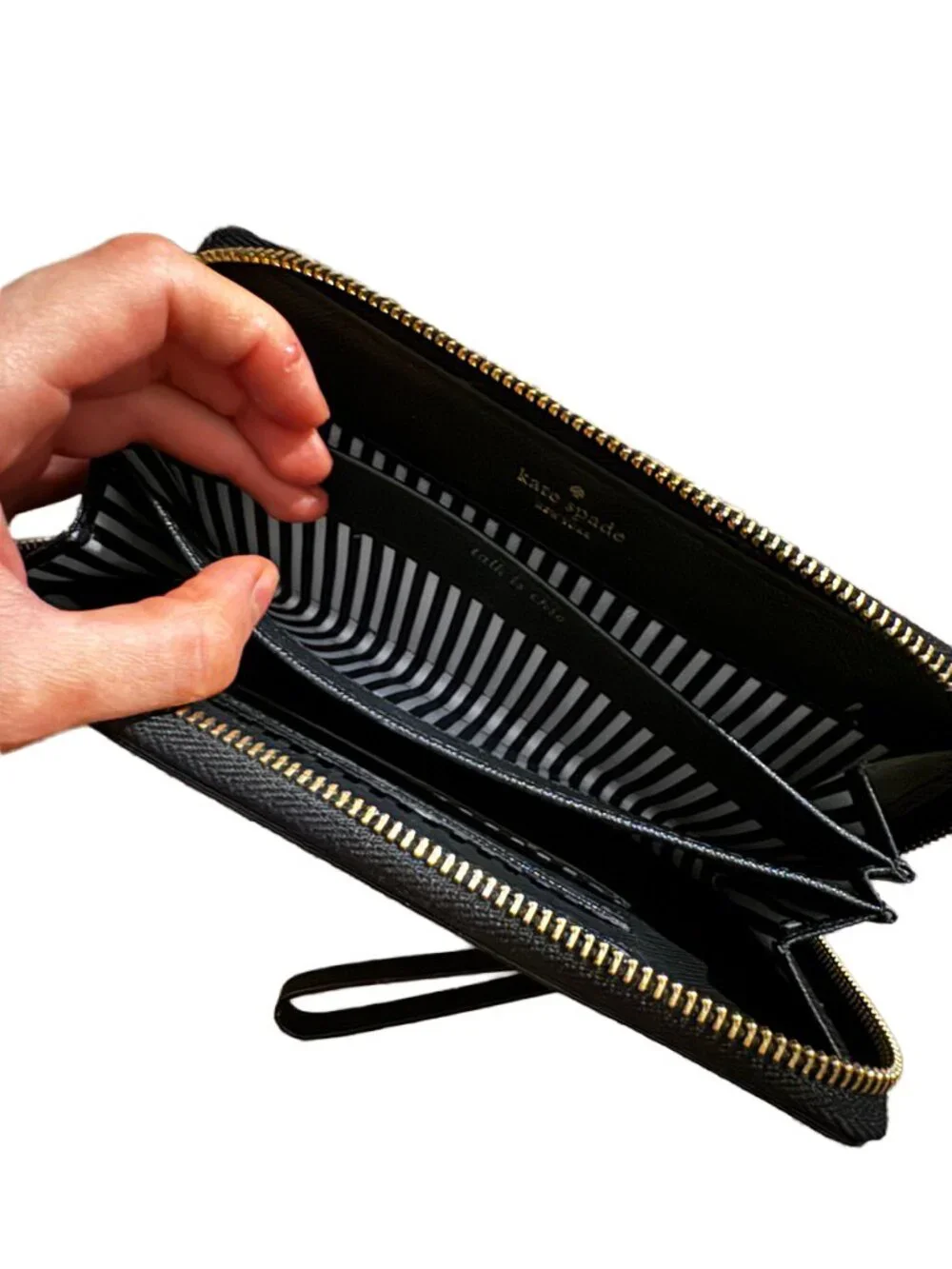 kate spade black wallet wristlet